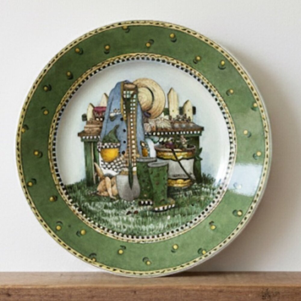 Vintage Gardening Theme Plate Debbie Mumm Garden Vignette Sakura Retired 1999 - Picture 4 of 16